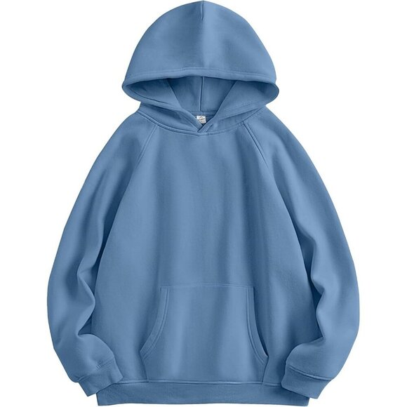 Tops - Women Deep Blue Hoodies Oversized Fleece Long Sleeve Comfy Casual Sweatshirts